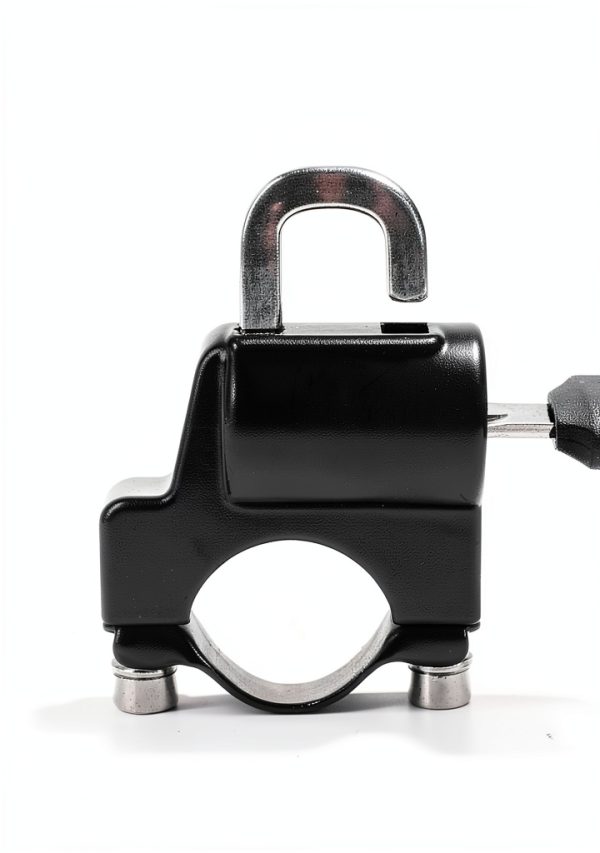 Motorcycle Helmet Lock Qziulr Anti-Theft Key Lock Aluminum Black-3