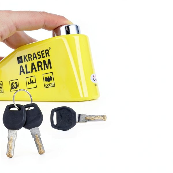 KRASER Motorcycle Disc Lock with Alarm D‑Shape 6mm Yellow/Black-4