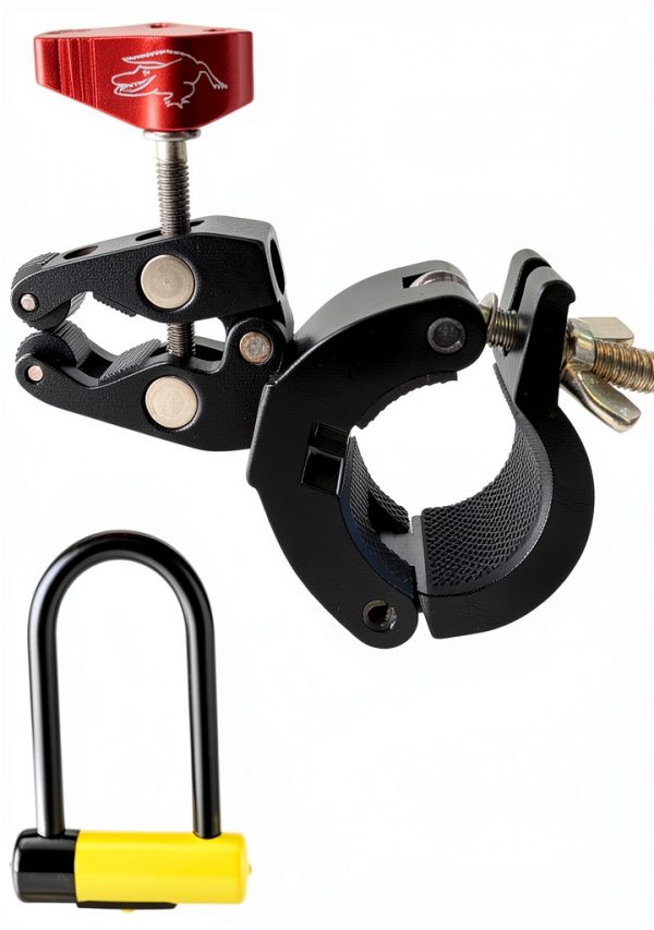 Ulock Holder for Bicycle U-Locks by THE GATOR - Aluminum Clamp, Black-7