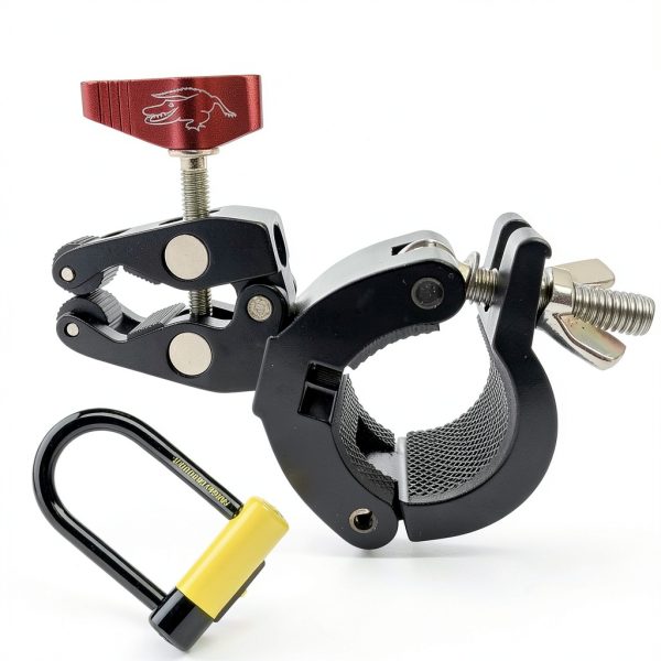 Ulock Holder for Bicycle U-Locks by THE GATOR - Aluminum Clamp, Black-5