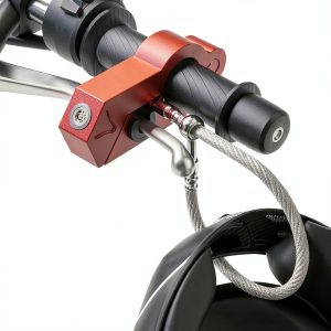 Motorcycle Lock Oasser Handlebar and Helmet Combo CM-9 Red-0