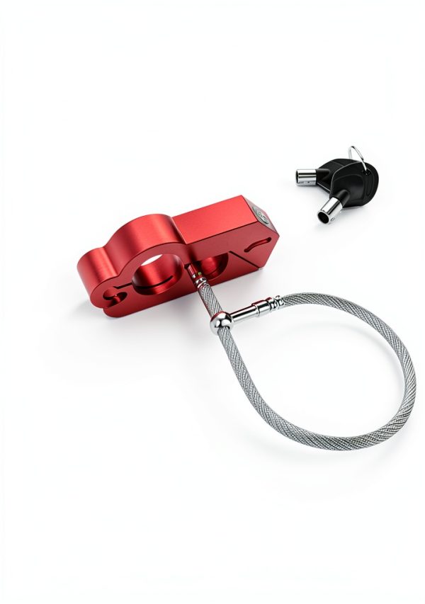 Motorcycle Lock Oasser Handlebar and Helmet Combo CM-9 Red-8