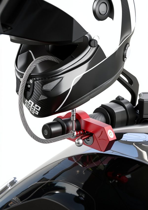 Motorcycle Lock Oasser Handlebar and Helmet Combo CM-9 Red-1