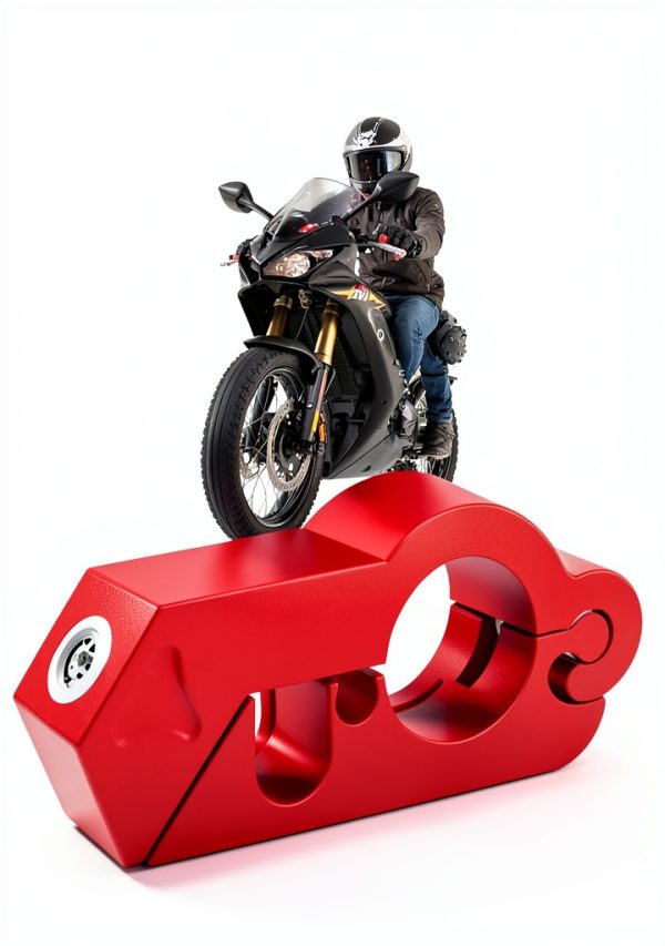 Motorcycle Lock Oasser Handlebar and Helmet Combo CM-9 Red-6