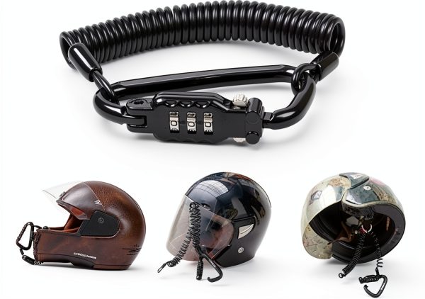 Helmet Cable Lock Little World LW-001 Black 1.8M Adjustable Secure-3