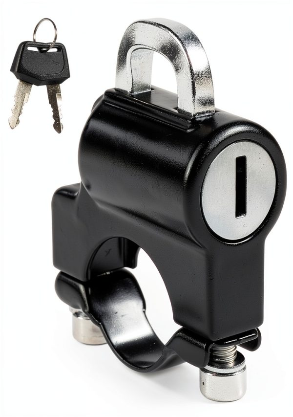 Motorcycle Helmet Lock Qziulr Anti-Theft Key Lock Aluminum Black-0