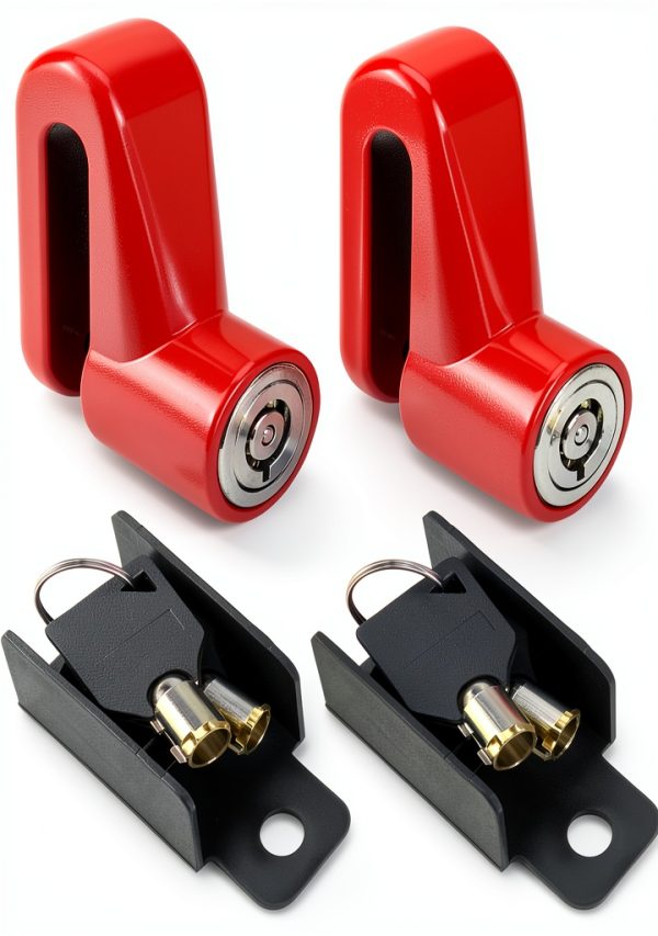 QWORK Motorcycle Bike Anti-Theft Wheel Disc Brake Lock, 2 Pack Safety Disc Wheel Lock with Keys, Keyed Differently Mountain Road Bike Padlock-0