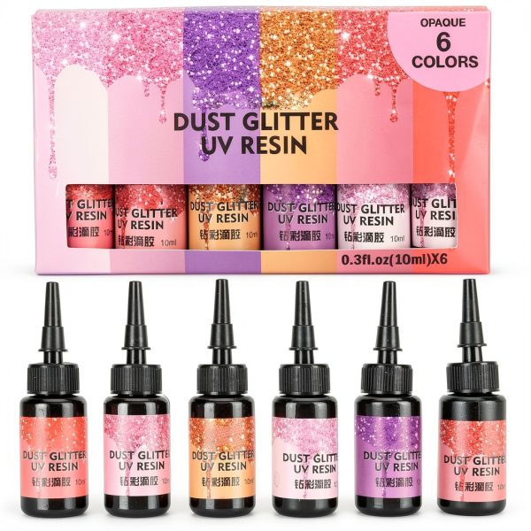6pcs Colored UV Resin Fast Curing Aluminum Foil Sealing UV Glue Pens, 10ml Each, Jewelry Crafts (Red Series)-5