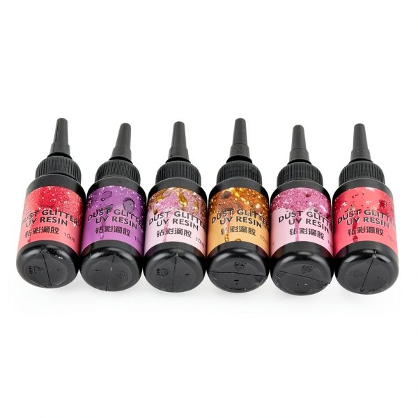 6pcs Colored UV Resin Fast Curing Aluminum Foil Sealing UV Glue Pens, 10ml Each, Jewelry Crafts (Red Series)-1